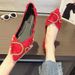 New Korean Style Fashion Rhinestone All Match Pointy Toed Single Shoes Women S Flat Shallow Mouth Scoop Boat Trendy_vogvips.com