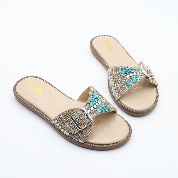 Women's Shoes Summer New Fashion Casual Slippers For Women, Height Increasing Sandals, Ethnic Style, Versatile, Rhinestone Embellished Slippers_vogvips.com