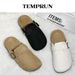 Women's Casual Closed Toe Flip-flops Summer Outdoor Slippers Couple's Flannel Sandals Comfortable Non-slip Wear-resistant Slides_vogvips.com
