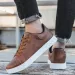 Classic Men Leather Shoes Thick-soled Casual Sneakers Trendy Lace-up Walking Shoes Spring Anti-slip Comfortable Vulcanized Shoes_vogvips.com