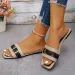 Fashion Beach Slippers 2026s New Arrival Print Design Women Metal Buckle Square Toe Sandals Outdoor Wear Elegant_vogvips.com
