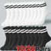 10/20 Pairs Men Women Striped Round Neck Spring Autumn Breathable Odor Proof Sweat Absorbing All-Season Casual Socks_vogvips.com