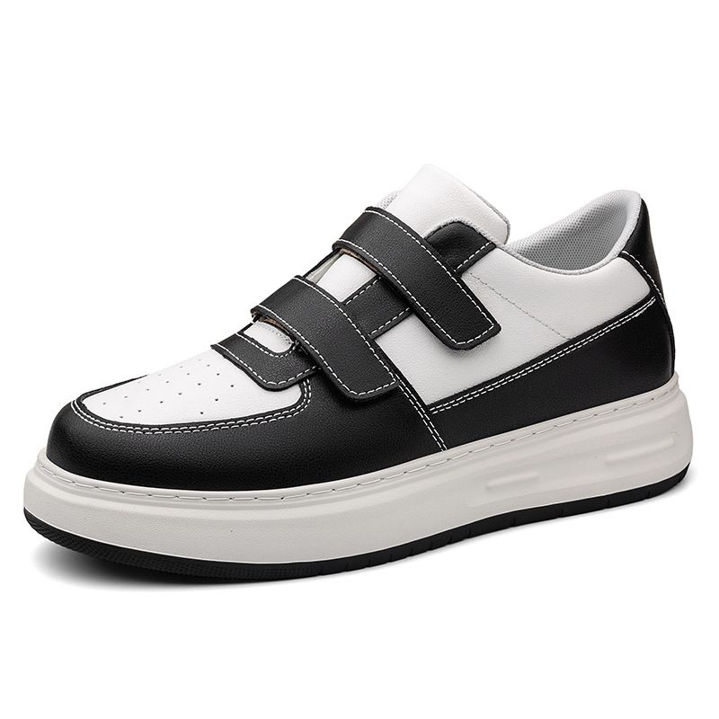 Height Increase Casual Leather Thick-soled Velcro Small Size Board Shoes Sports Shoes Men's Shoes Leather Round Head Shoes_vogvips.com