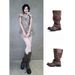 Women's Western Cowboy Boots With Stacked Shaft Vintage Style Mid Calf Riding Boots Chunky Heel And Round Toe For Fall Winter_vogvips.com