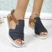 Women's Shoes Large Size Women's Sandals Summer New Flat Wedge Fish Mouth Casual Buckle Outer Wear Women's Sandals_vogvips.com