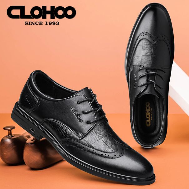 Euro Step Top Layer Cowhide Men's Brogue Business Formal Height Increasing Casual British Style Wedding Groom Shoes_vogvips.com