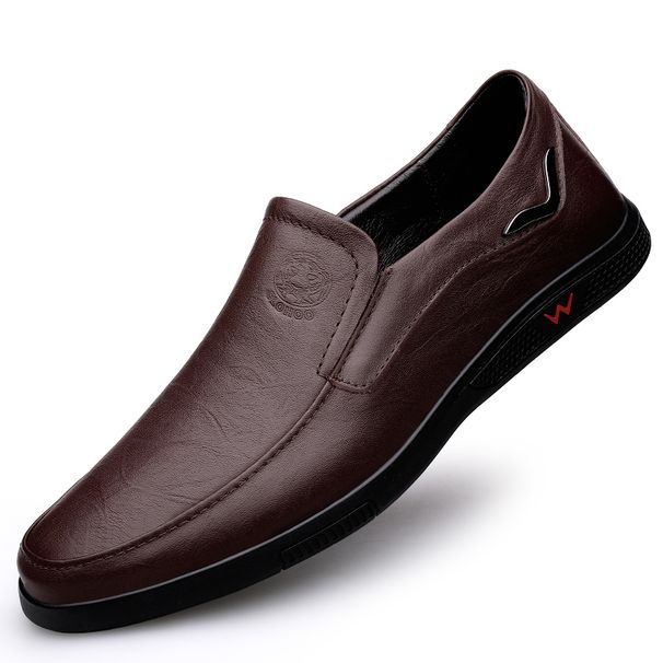 CLOHOO Men's Business Casual Shoes Handmade Layered Cowhide Rubber Bottom Leather Footwear For Office And Leisure_vogvips.com