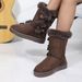 New Length Autumn And Winter Women's Mid Height Boots Bow Shaped Fashionable Plush Snow Boots_vogvips.com