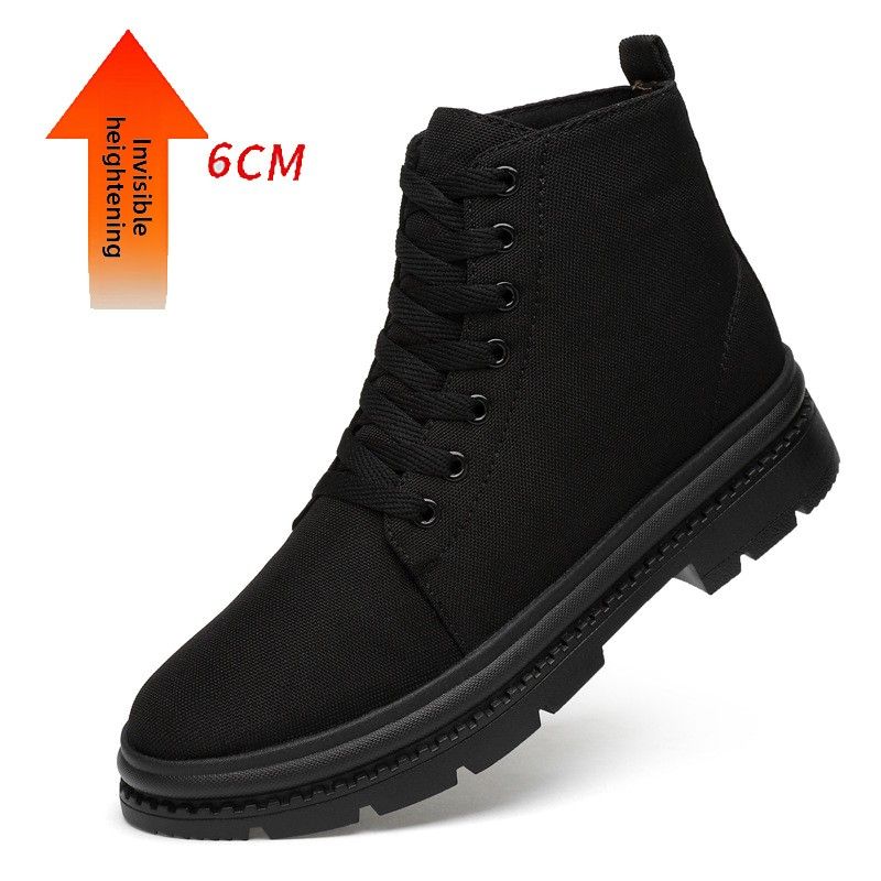 Men's Shoes Board Shoes Men's Casual Plus Cotton Gaobang Canvas Inner High-mouth Heightening Boots_vogvips.com