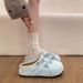 French-style Sweet Bow-tie Closed-toe Slippers For Women, 2026 Spring-summer New Thick-soled Slip-on Shoes_vogvips.com