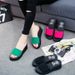 2017 New Elastic Belt Flat Bottom Slope One Line Women's Cool And Slippery Cake Heel Slippers Summer_vogvips.com