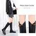 Cameido The Buckle Can Be Worn Twice Retro Rear Zipper Knight Boots For Women, Autumn And Winter Fleece Long Boots And High Boots_vogvips.com