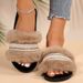 Bling Weave Pattern Fur Slippers Women 2025 Mix Color Faux Fur Plush Slides Woman Slip On House Flats Cotton Slippers Mu_vogvips.com