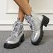 plus Size Women's Motorcycle Ankle Boots Belt Buckle Side Zip Mid Heel British Style Martin Boots Autumn_vogvips.com