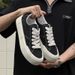 Thick-Soled Casual Four Seasons New Round-Toe Niche Design Sneakers Men Versatile Canvas Shoes Bread_vogvips.com