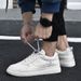 Men's Shoes Flat Bottom Non-slip Simple Little White Shoes Round Head Lace-up Platform Casual Board Shoes Men_vogvips.com