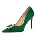 3265-K70 Banquet Dress High Heels Pointed Toe Shallow Mouth Satin Single Metal Rhinestone Bow Elegant Women's Shoes_vogvips.com
