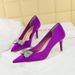 18249-AK51 European And American Fashion Pointed-toe High-heeled For Women With Rhinestone Bow, Shallow Mid-heel Single_vogvips.com