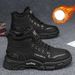 Men's High Top Work Boots Breathable Summer Hiking Shoes With Fleece Lining Slip-Resistant Rubber Sole Outdoor Casual Boots_vogvips.com