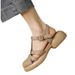 Retro Round-Toe Hollowed-Out Closed-Toe Sandals For Women 2024 Summer New Wear-Resistant Mid-Heel Soft Sole Thick-Soled_vogvips.com