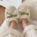 Fashion Cute Bowknot Plush Maternity Shoes For Women Winter Student Non-Slip Cotton Slippers Versatile Home Leisure_vogvips.com