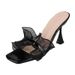 New Petite Women's Stiletto Heeled Sandals With Square Toe, Open Toe, Lace Mesh, High Heeled Slippers For Summer_vogvips.com