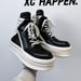 Autumn Winter New Fashion Trend Short Boots High Top Inverted Triangle Black White Unique Thick Sole Increase 98799-A_vogvips.com