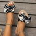 Women’s Shoes Home Slippers Summer New Breathable Indoor Cloth Slippers Small Fragrance Style Bow Sandals For Women To Wear Black And White_vogvips.com