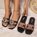 Women's Shoes Summer Women's Flat Sandals, Fashionable Flat With Metal Buckle, Vacation Style, One Strap, Wearable Slippers._vogvips.com