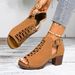 New Chunky Heel Open-toe Roman Sandals With Cutout Detail And Buckle Straps - Plus Size Available_vogvips.com