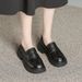 Two-tone Loafers With Thick Soles, British-style Platform Height-increasing Shoes, Vintage Soft Leather Women's Shoes_vogvips.com