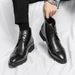 Men's Stylish High-Top Pointed Toe Dress Boots - PU Leather Business Casual Shoes With Lace-Up Design For Autumn & Winter_vogvips.com