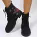 Women Ankle Boots Autumn Winter Short Boots Autumn Winter D Printed Martin Lace Up Heel Short Plus Size Leather Low Boots Women_vogvips.com