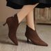Pointed Toe Short For Women 2025 Autumn Winter New Martin Thin High Heel Ankle Elegant Versatile Fleece-Lined_vogvips.com