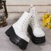 New Oversized Thick Soled Leather For Women, British Style Square Toe Martin Boots, Height Increasing Sponge Sole Short_vogvips.com