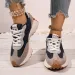 Women's Retro Green Minimalist Suede Patchwork Sneakers With Chunky White Sole For Daily Wear_vogvips.com