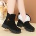 Soft Leather Warm Snow Boots For Women, New Winter With Added Fleece And Thickened Wool, Women's Short Sleeved Cotton Shoes_vogvips.com