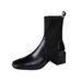 Women's Autumn And Winter New-1 Thick Mid-heel Square-toed Ankle Boots, Women's Knitted_vogvips.com