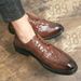 Euro Step 2025 Summer Trendy Men's Autumn New Brogue Crocodile Leather Shoes_vogvips.com