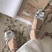 Silver Light Mouth Ballet Flat Shoes Women's Skirt French Round Head Mary Jane Shoes_vogvips.com
