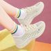 Summer New Women's Flyknit Casual Sports Shoes Mesh Upper Thick Sole Breathable Soft Non-Slip Versatile Shoes for Mothers_vogvips.com