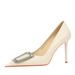 Women's shoes fine heels high heels shallow mouth pointed patent leather snake-print rhinestone buckle single shoes_vogvips.com