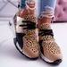 Lace Up Single Shoe Autumn New Style Thick Sole Leopard Print Flat Bottom Casual Sports Dad Shoes_vogvips.com