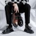 Euro Step 2025 Spring And Autumn New Solid Color Heel British Style Low Top Black Casual Thick Sole Brogue Business Shoes 4735-R_vogvips.com