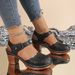 Women's Summer Sandals: New Chunky Heel, Single Strap, Plus Size, Hollow-out, High Heel, Clog Sandals_vogvips.com