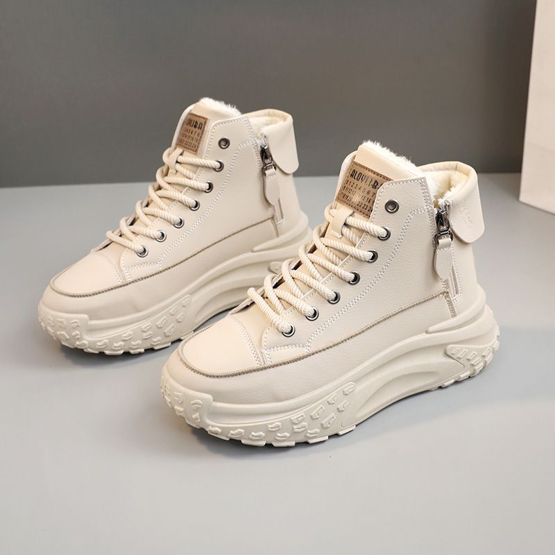Women's High Top Shoes For Women Autumn New Women's Shoes Round Toe Shoes Thick Soles Increased Casual Sneakers Street Shooting Ins_vogvips.com