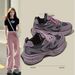 Purple Thick Soled Dad Shoes For Women New Popular All Match Lightweight Breathable Casual Sports Running Shoes_vogvips.com
