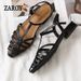 2026 Summer Women's Plus Size Flat Sandals T Strap Woven Hollow Out Roman Shoes Casual Comfort Beach Gladiator Sandals_vogvips.com