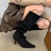 Women's Stretch Suede High Heel Over The Knee Boots - Pointed Toe Stiletto Booties For Fall Winter Spring French Style Stretch Boots, Ankle Boots_vogvips.com