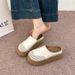 New Summer Women Ladies Stylish Perforated Woven Chunky Platform Mule Clogs Round Toe Non Slip Casual Slide Slippres_vogvips.com